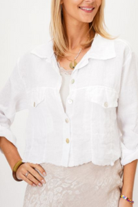 Linen Raw Edge Crop Top/Jacket