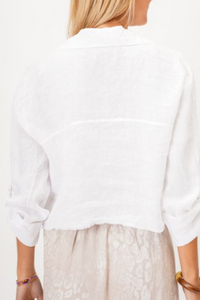 Linen Raw Edge Crop Top/Jacket