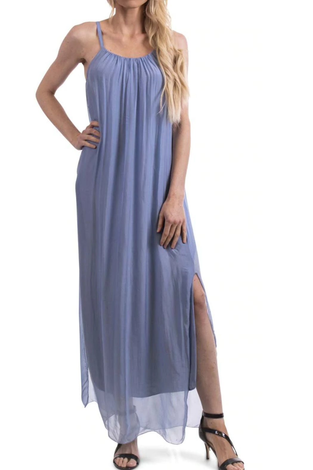 Solid Silk Maxi Dress