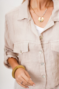 Linen Raw Edge Crop Top/Jacket