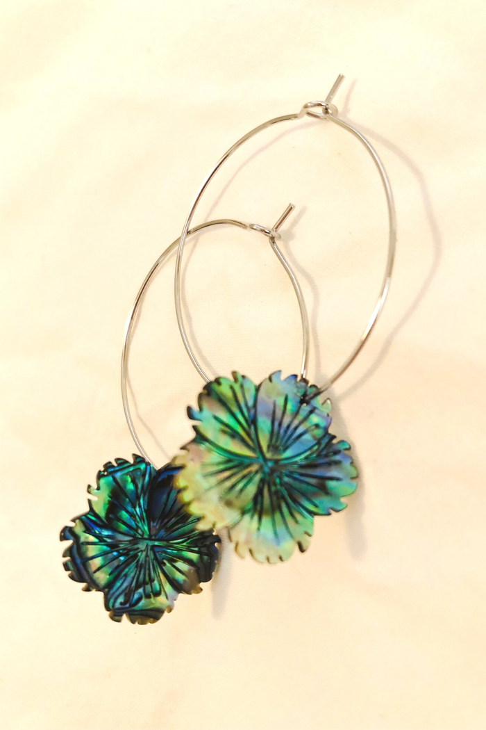 1" Mini Hoops ~ Hawaii Hibiscus Abalone