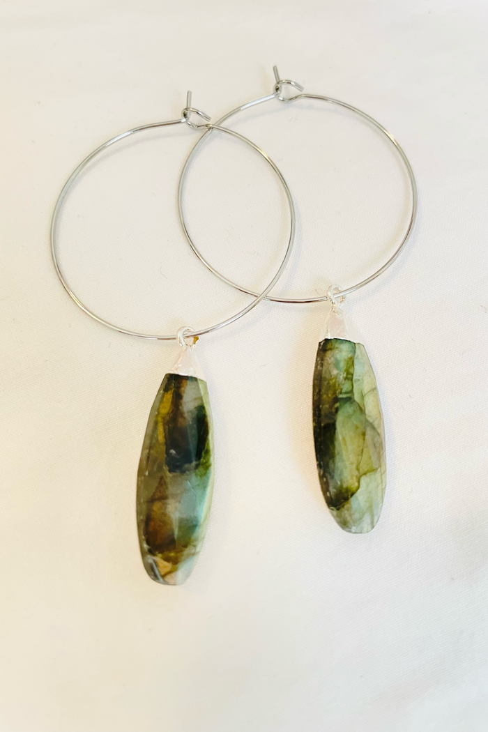 1" Mini Hoop w/ Large Silver Electroplated Gem