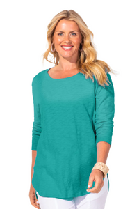 Cotton Slub High-Lo 3/4 Sleeve Tee