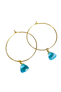 1" Mini Hoops ~ Wire Wrapped Faceted Gemstone