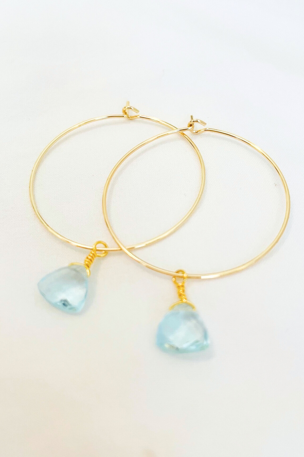 1" Mini Hoops ~ Wire Wrapped Faceted Gemstone