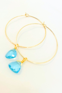 1" Mini Hoops ~ Wire Wrapped Faceted Gemstone