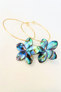 1" Mini Hoops ~ Polynesia Plumeria Abalone Earring - MD