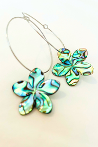 1" Mini Hoops ~ Polynesia Plumeria Abalone Earring - MD