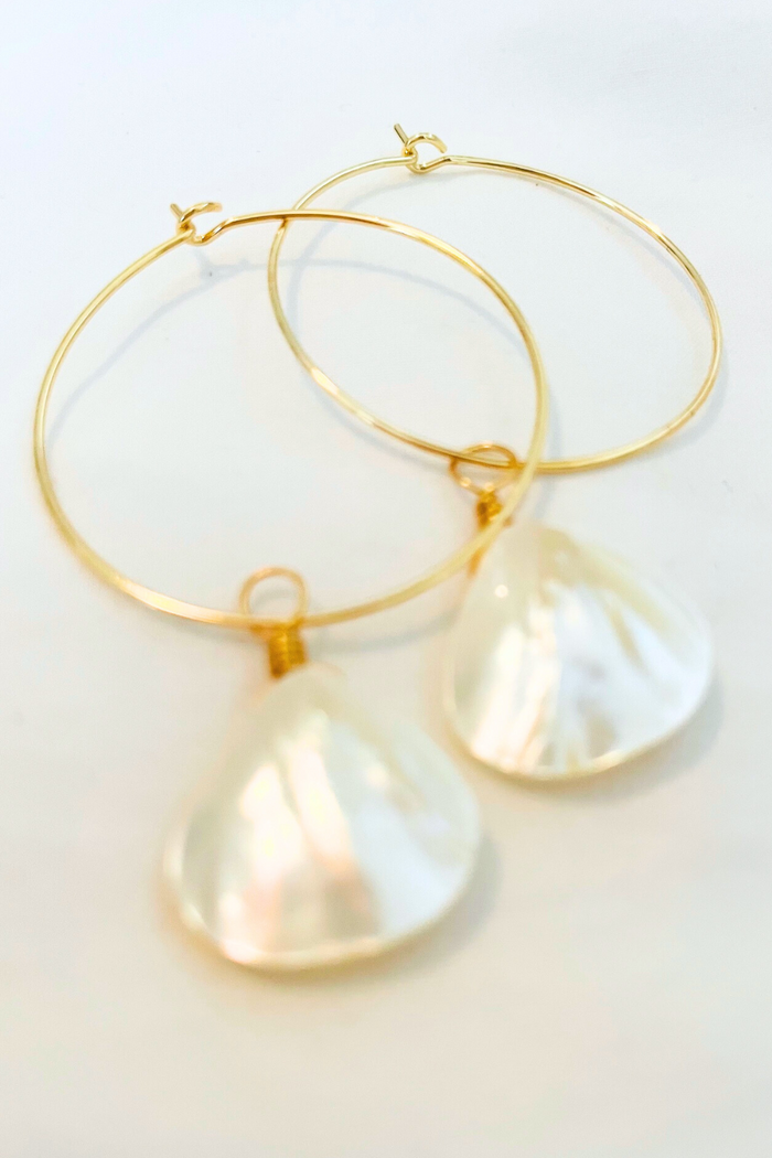 1" Mini Hoop ~ Mother of Pearl Teardrop