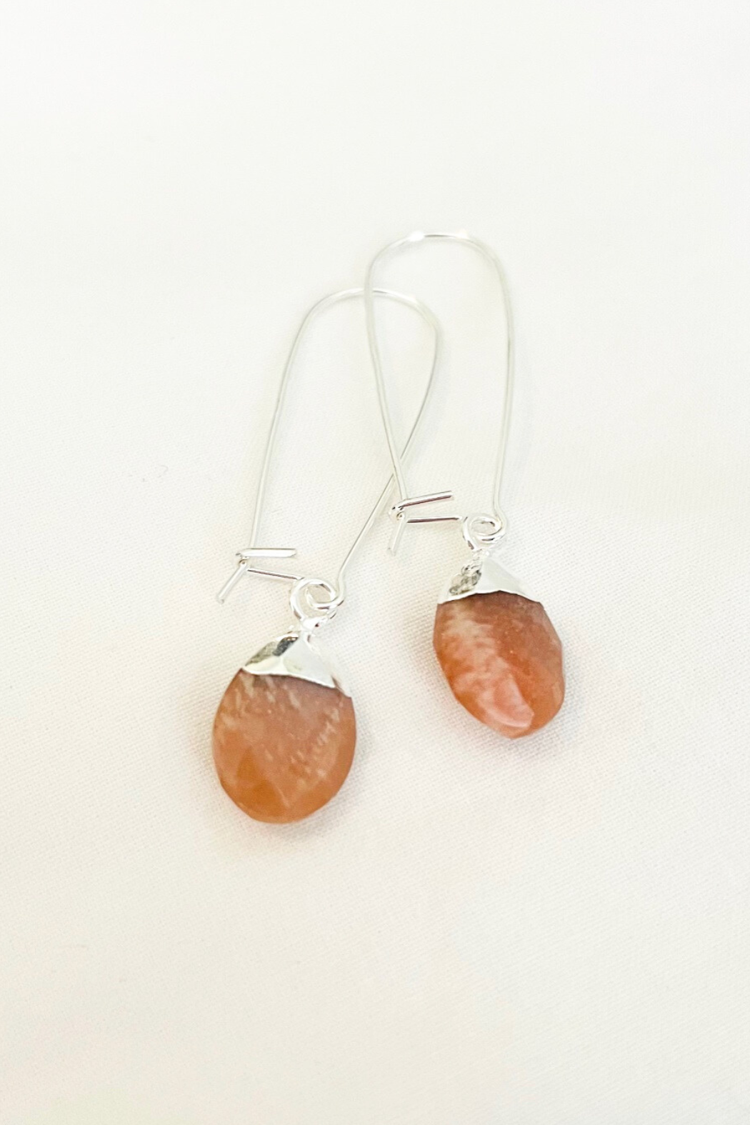 Med Bezel Healing Gem Electroplated Drop Earrings