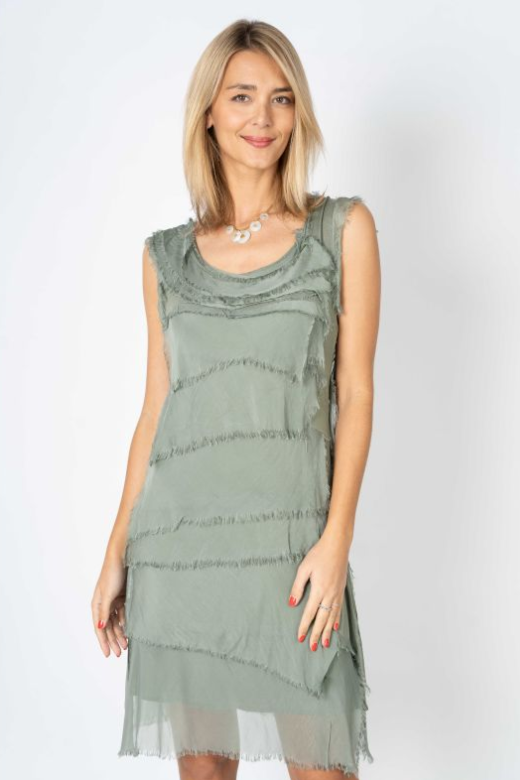 Solid Silk Ruffle Dress