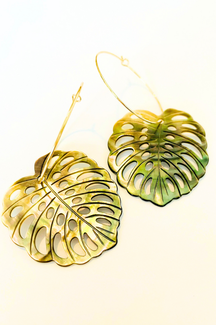 Monstera Statement Hoops