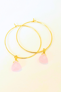 1" Mini Hoops ~ Wire Wrapped Faceted Gemstone