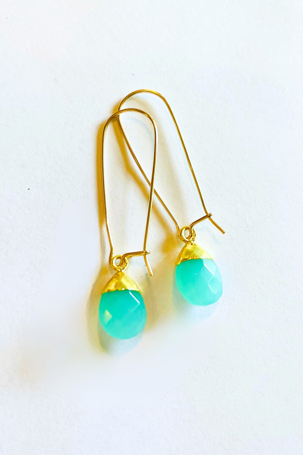 Med Bezel Healing Gem Electroplated Drop Earrings