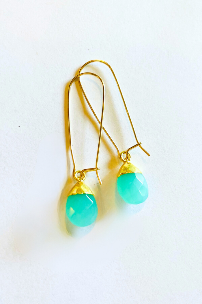 Med Bezel Healing Gem Electroplated Drop Earrings