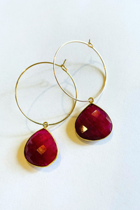 1" Mini Hoop - 20 MM XL Gemstone Earrings
