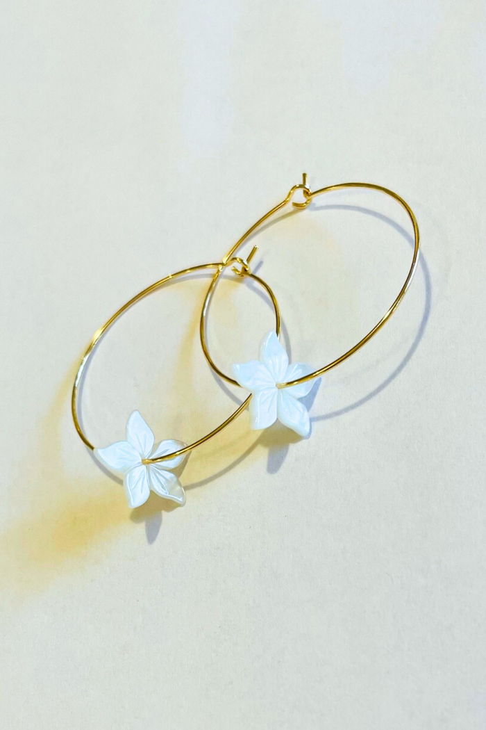 1" Mini Hoops ~ Tahiti Tiare Mother of Pearl Tiny