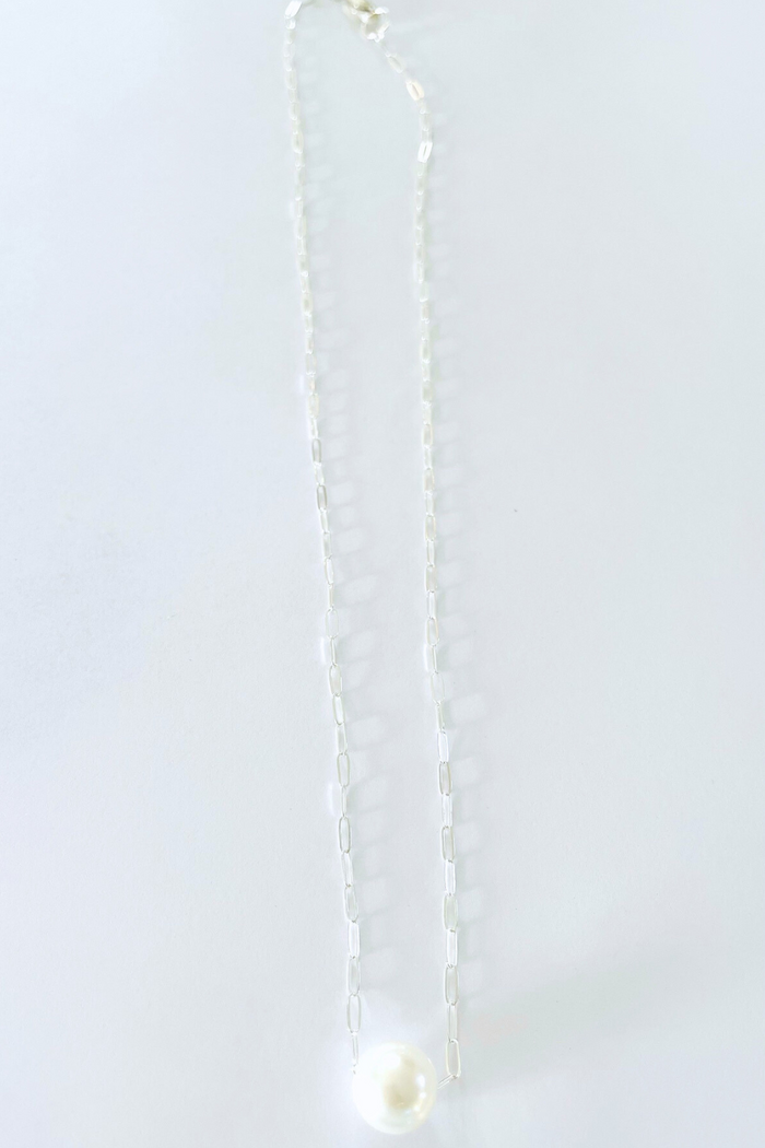 Mahina Pearl Floating Silver Necklace