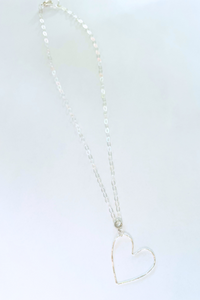 Open Heart 18" Silver Necklace