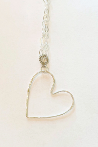 Open Heart 18" Silver Necklace