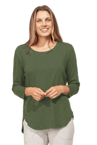 Cotton Slub High-Lo 3/4 Sleeve Tee