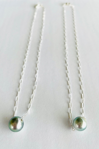 Tahitian Medium Pearl Silver Floating Necklace