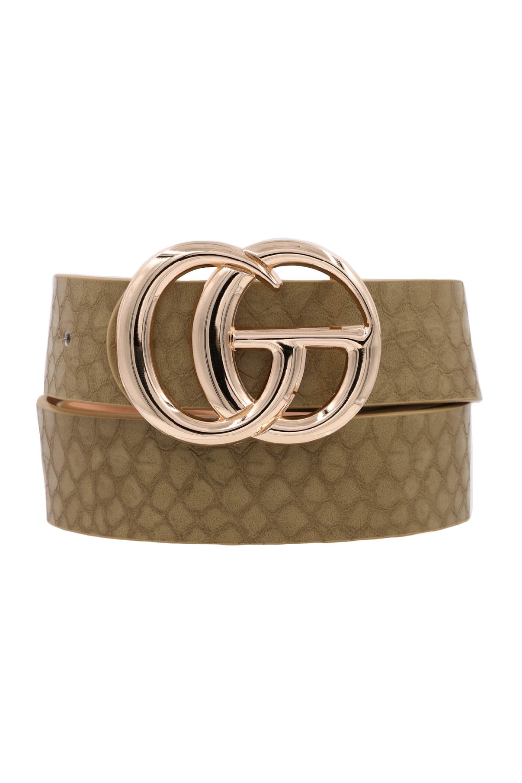 G Crocodile Vegan Leather Double Buckle Belt