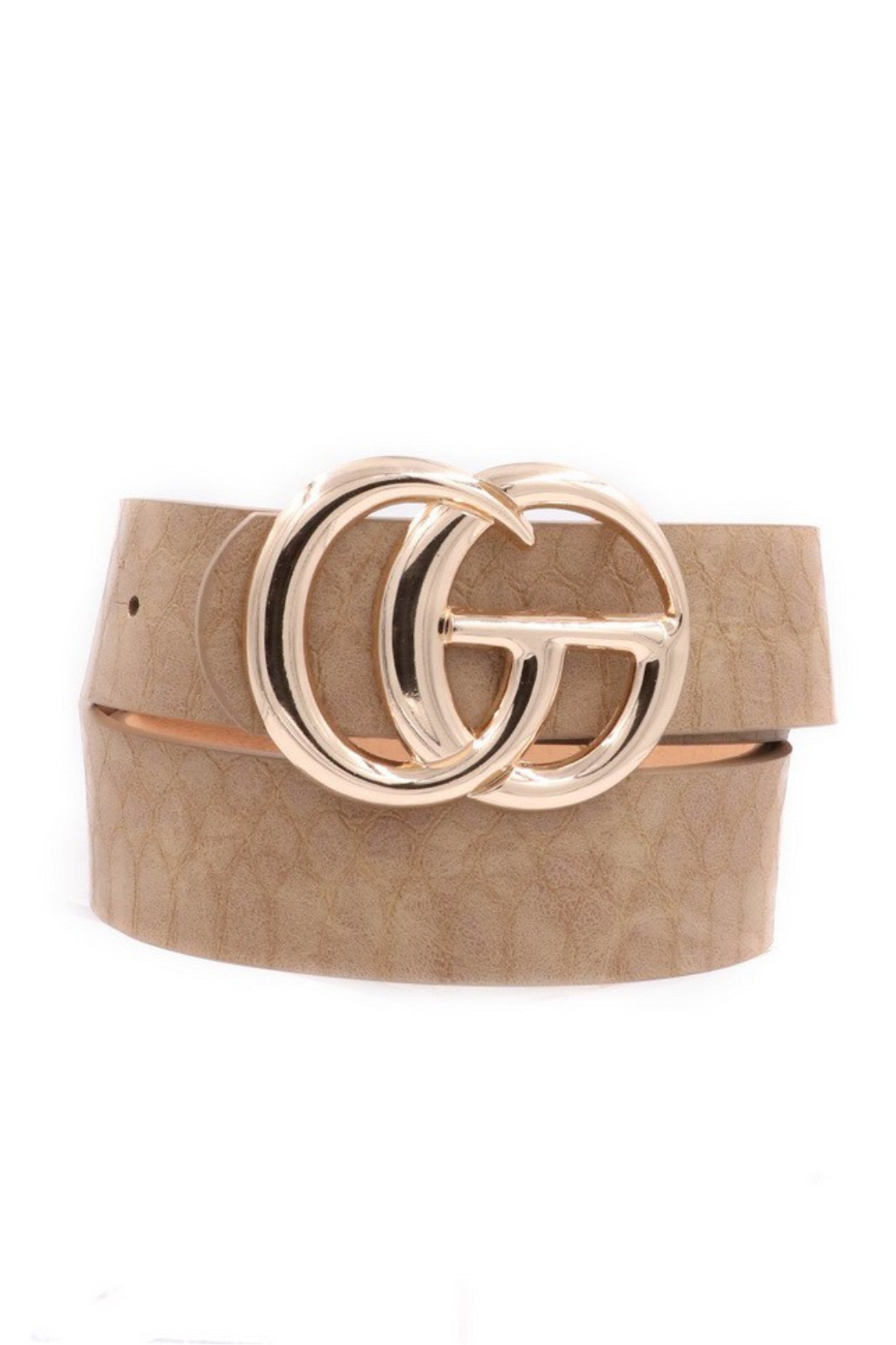 G Crocodile Vegan Leather Double Buckle Belt