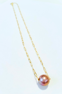 Gold Paperclip Edison Float Necklace