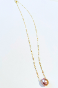 Gold Paperclip Edison Float Necklace