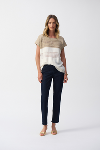 Color Block Metallic Sweater Knit Pullover