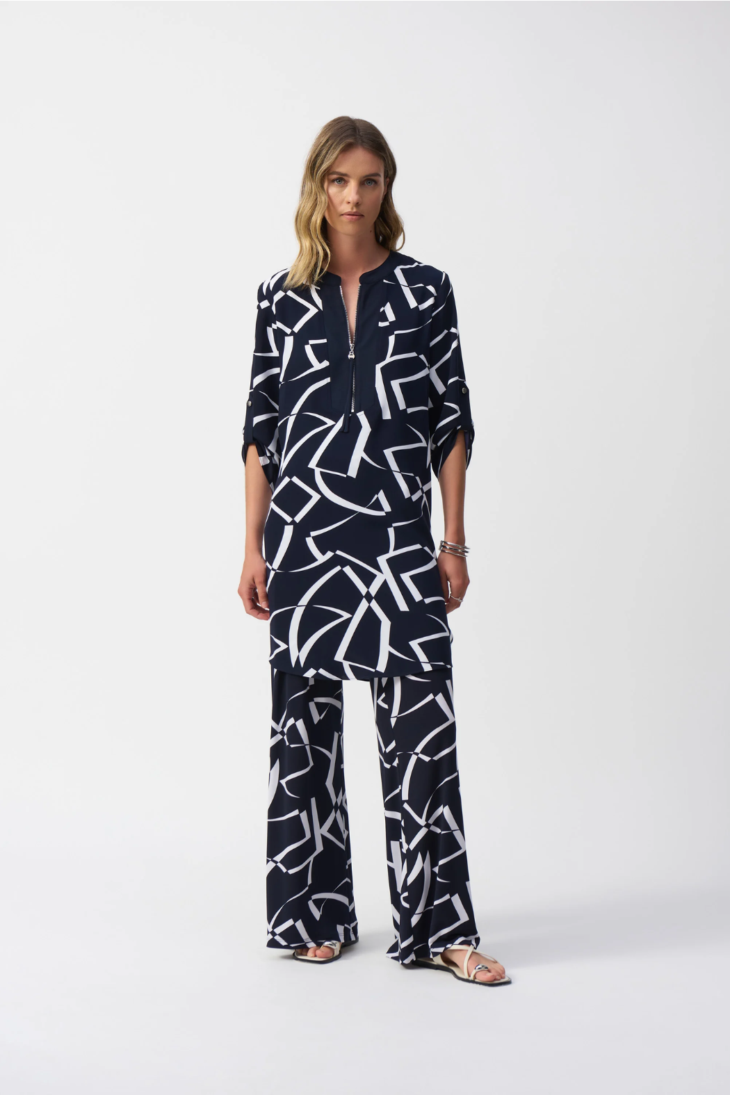 Woven Geometric Print Straight Dress