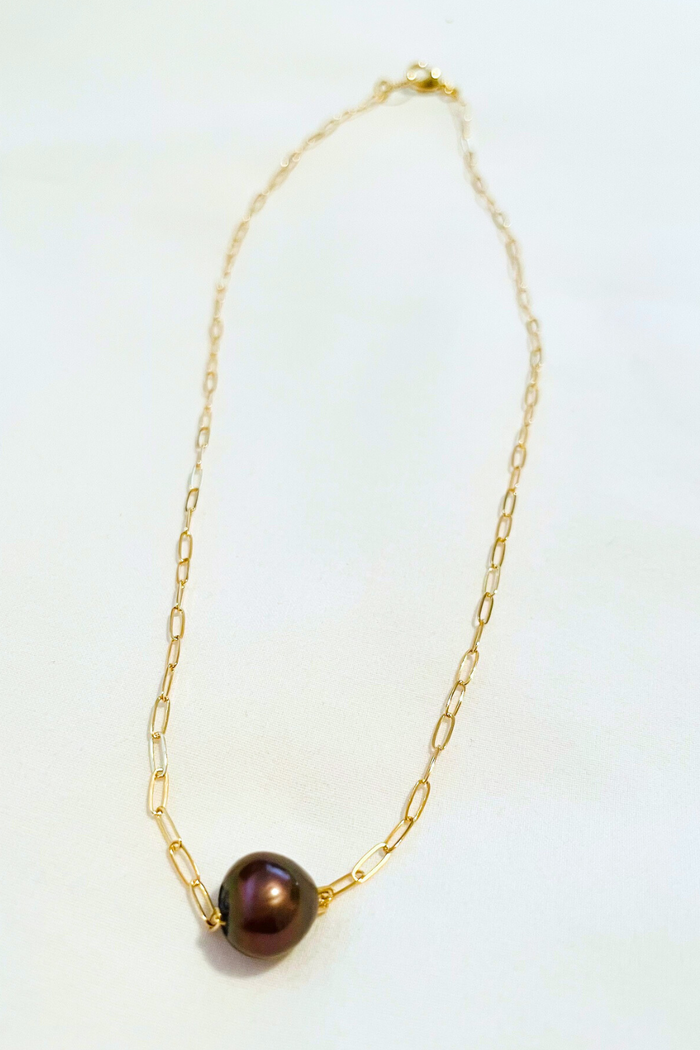 Chocolate Edison Gold Float Necklace