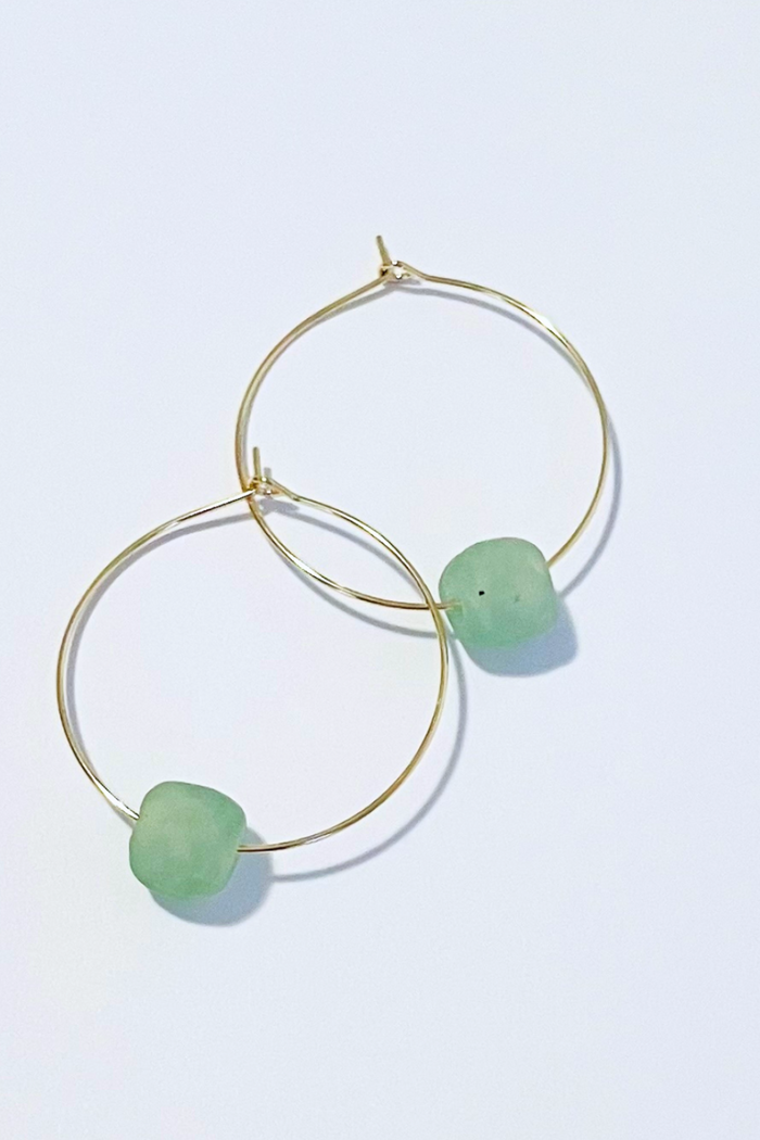 1" Mini Hoops ~ Maui Recycled Beach Glass Hoops
