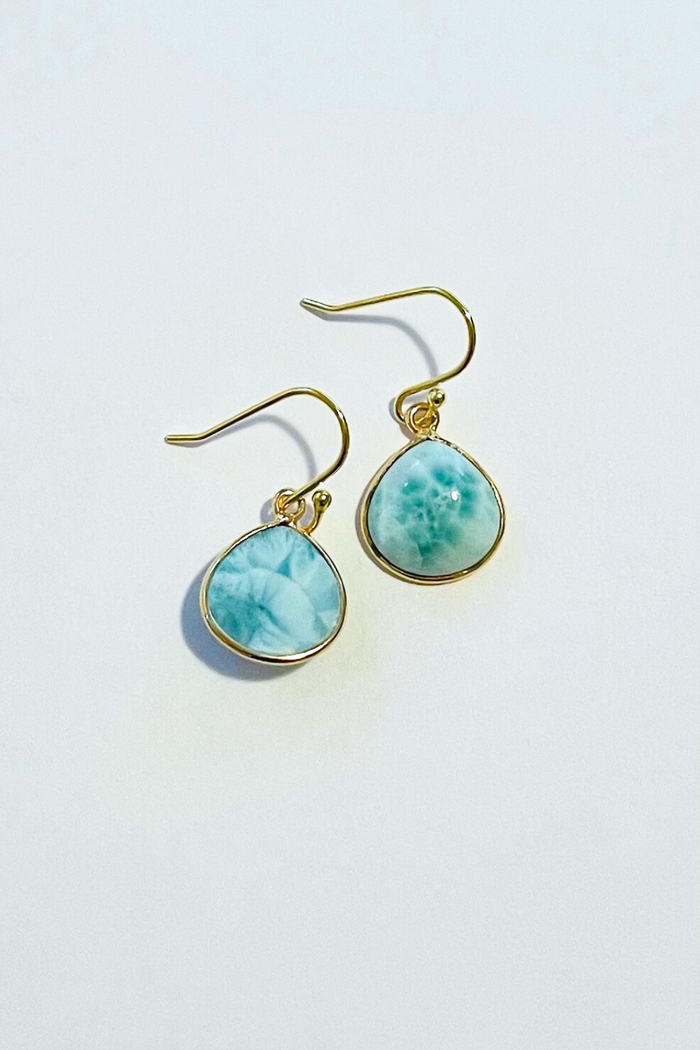 Larimar Heart Drop Earrings