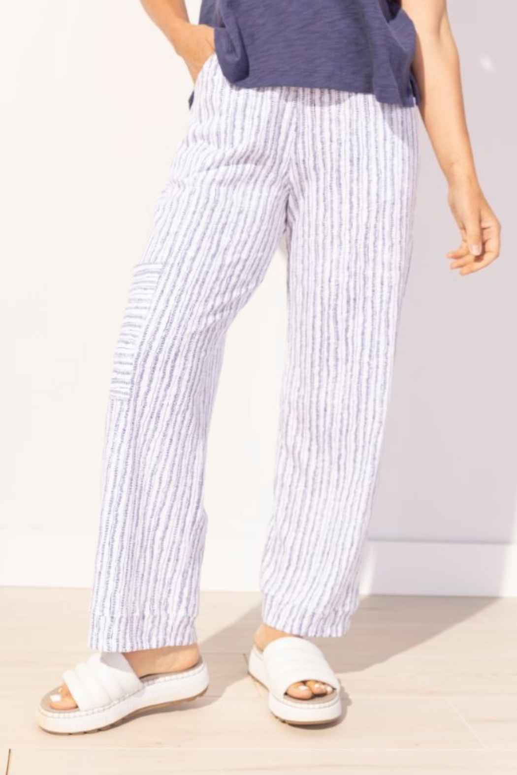 Bali Stripe Cotton Pocket Flood Pant