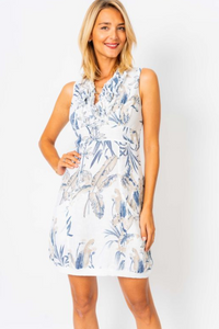 Banana Leaf Linen V-Neck Ruffle Dress