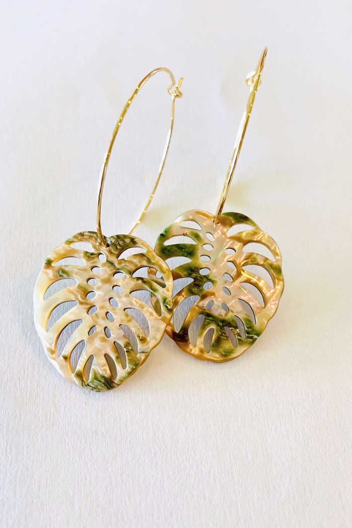Monstera Abalone Large Hoops