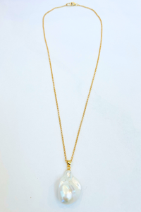 Baroque Flameball Pearl Gold-filled Dainty Rolo Necklace