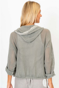 Hoodie Mesh Jacket w/ Sequins