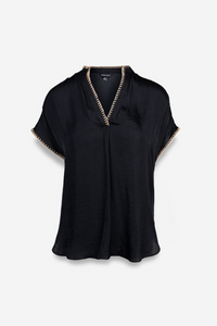 Whipstitch Drop Shoulder Blouse
