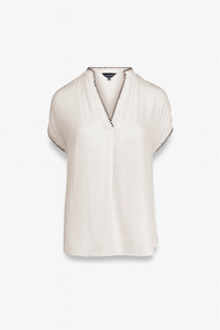 Whipstitch Drop Shoulder Blouse