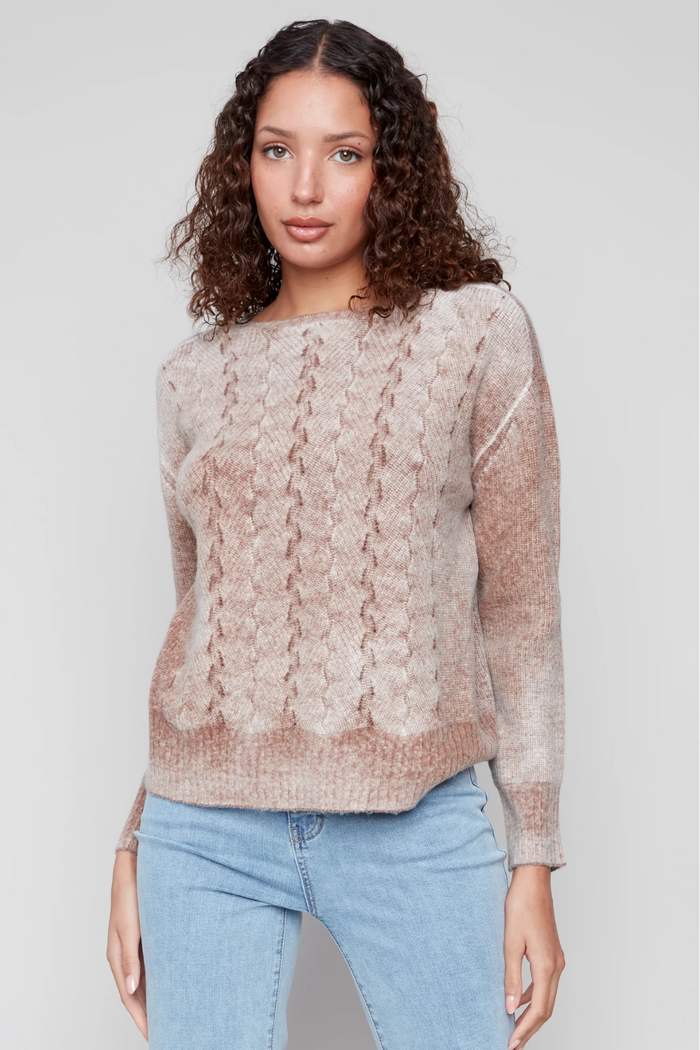 Long Sleeves Crew Neck Sweater - Front Body In Fancy Stitch