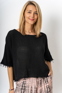 Cotton+Linen Mix Crop Top