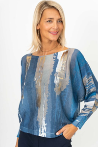 Gold Detailed Batwing Sweater