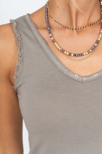 V-Neck Sequins Tank