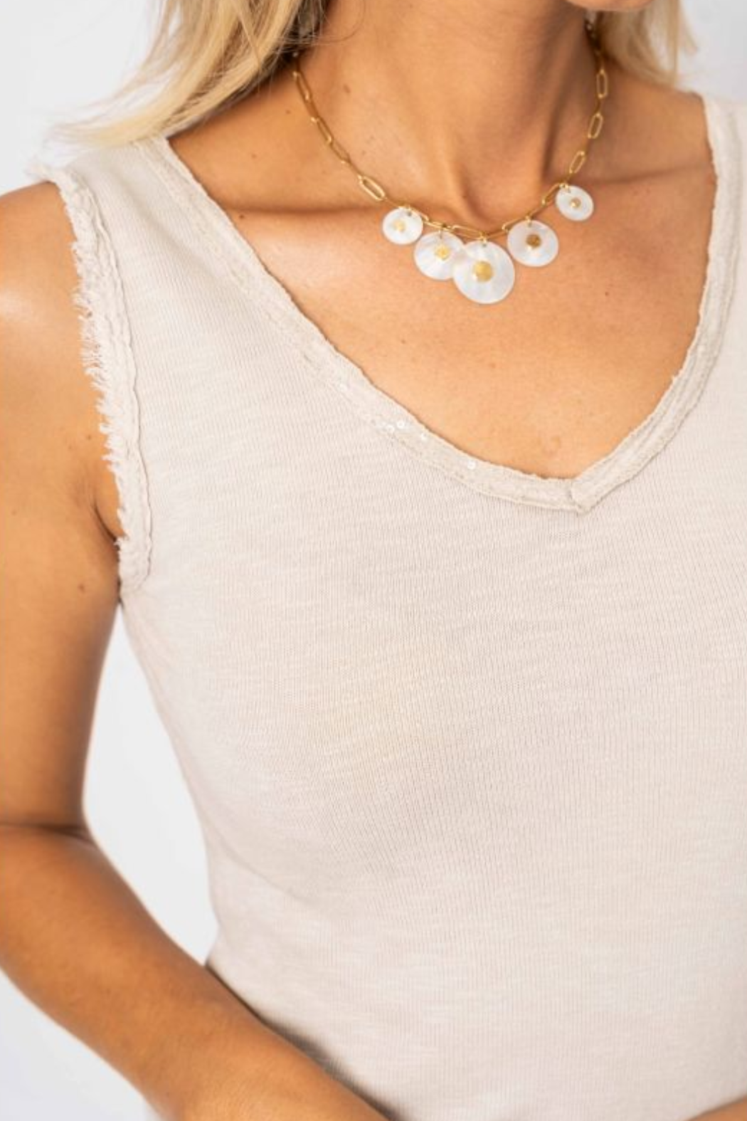 V-Neck Sequins Tank