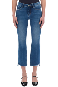 Stepped Frayed Hem Cropped Jeans