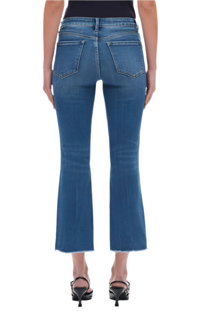 Stepped Frayed Hem Cropped Jeans