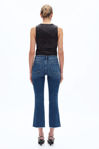 Stepped Frayed Hem Cropped Jeans